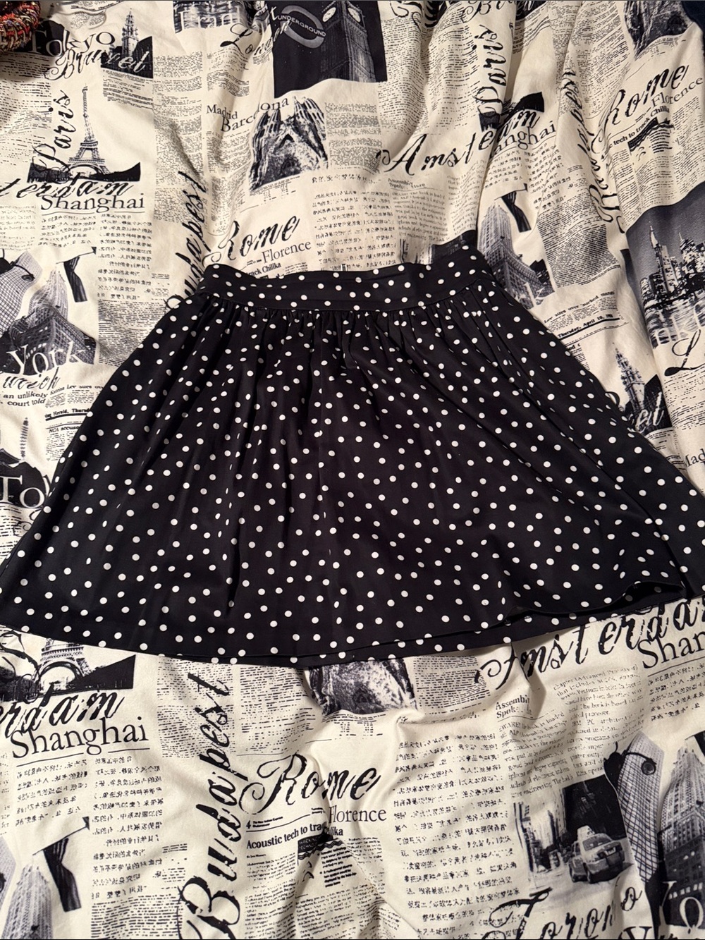 Aqua Black Polka Dot Circle Skirt